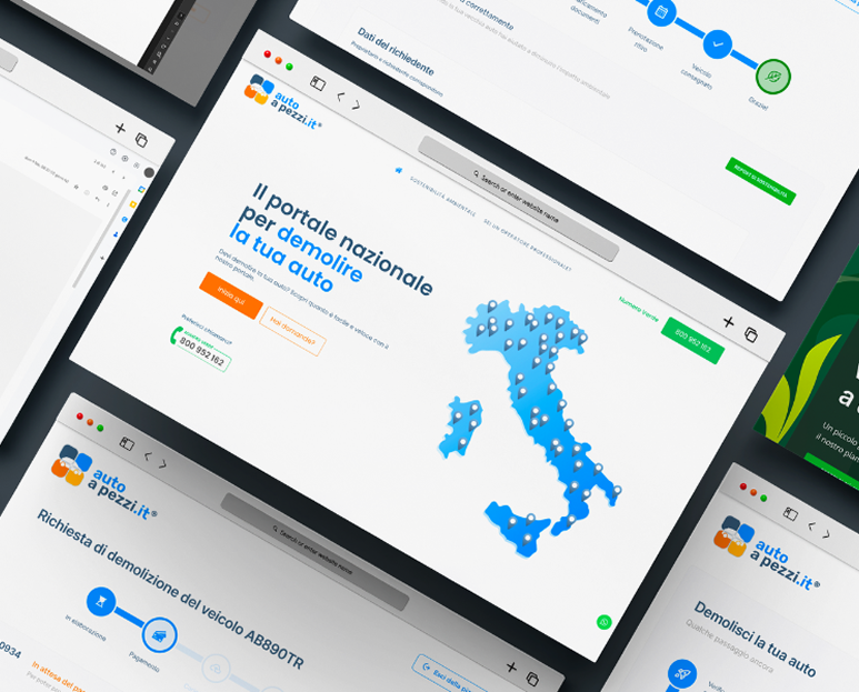foto di più interfacce del portale autoapezzi